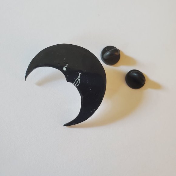 Crescent Moon Brooch / Pin - Hand-Painted - Picture 3 of 8